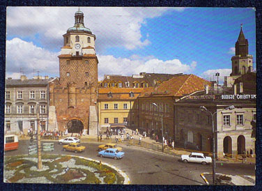Lublin - Brama Krakowska, stare samochody, polonez