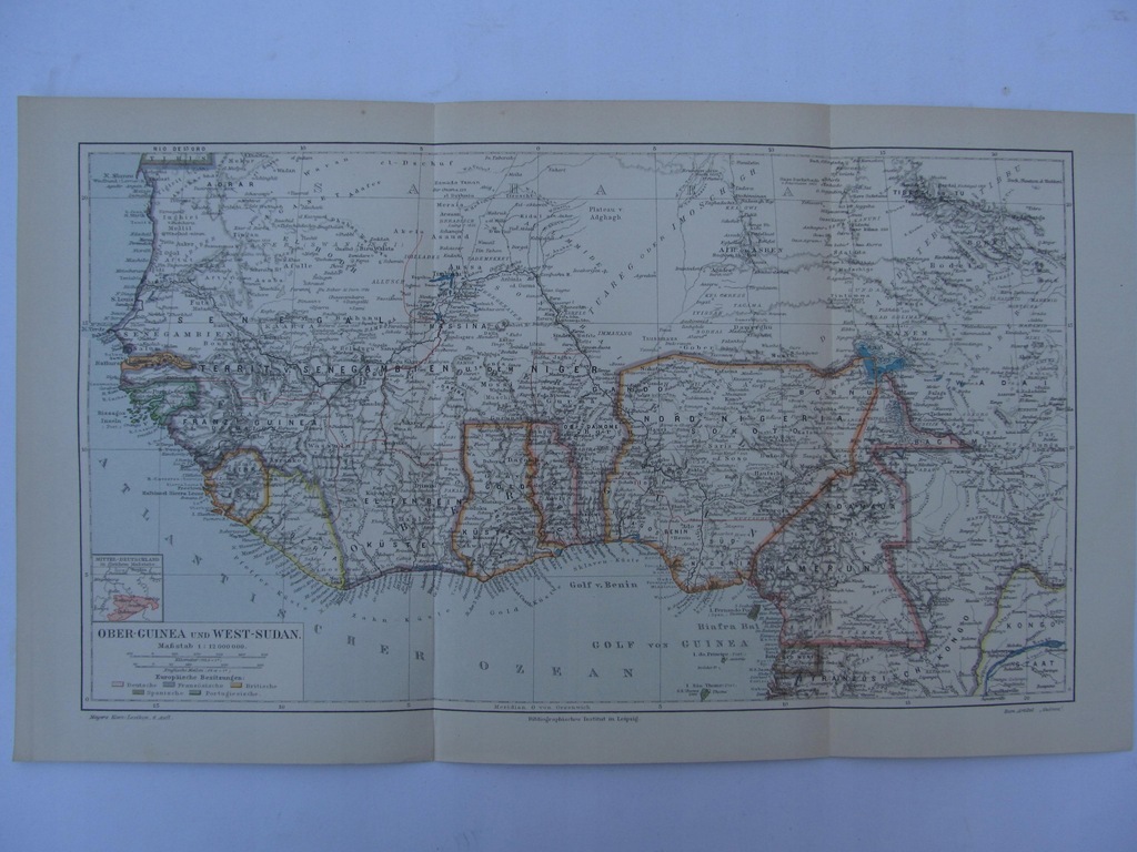 AFRYKA ŚRODKOWO-ZACHODNIA mapa 1909 r.
