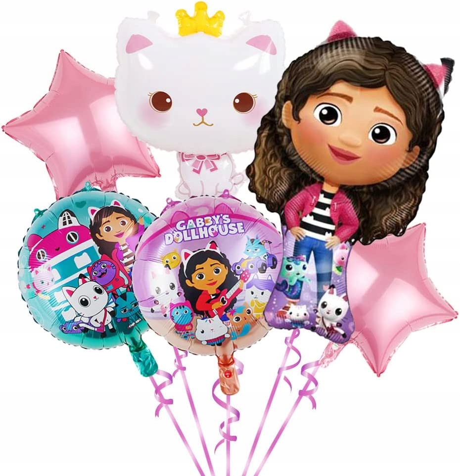 Gabby's dollhouse URODZINY party balony kot 6szt