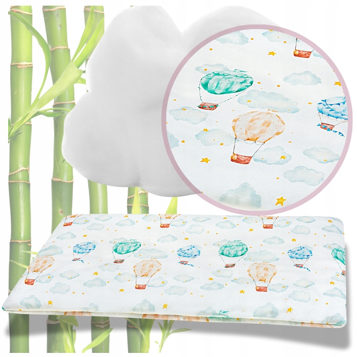 PODUSZKA DLA DZIECKA NIEMOWLAKA BAMBUSOWA 40x60 CM PŁASKA BOCIOLAND BALONY