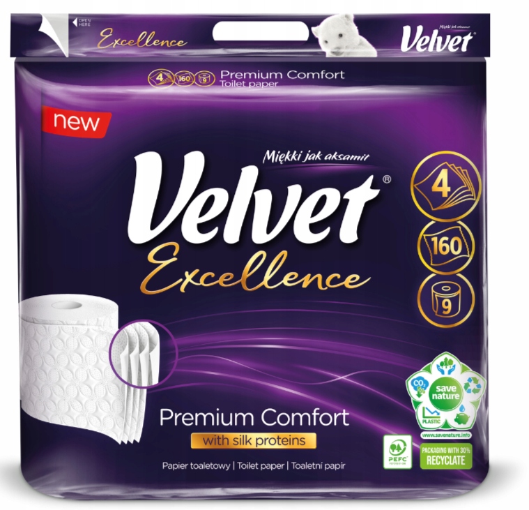 Papier toaletowy Velvet Excellence 4 warstwy 9 szt