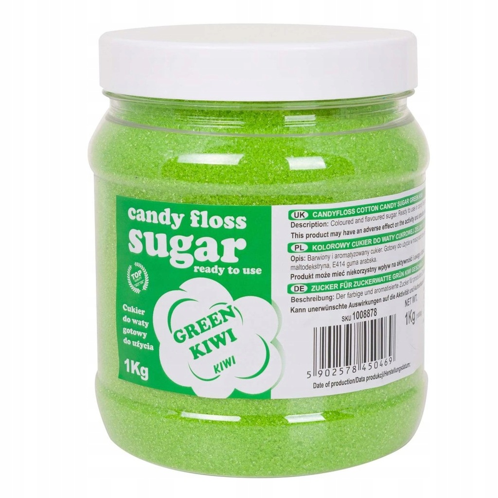 Kolorowy cukier do waty cukrowej zielony o smaku k