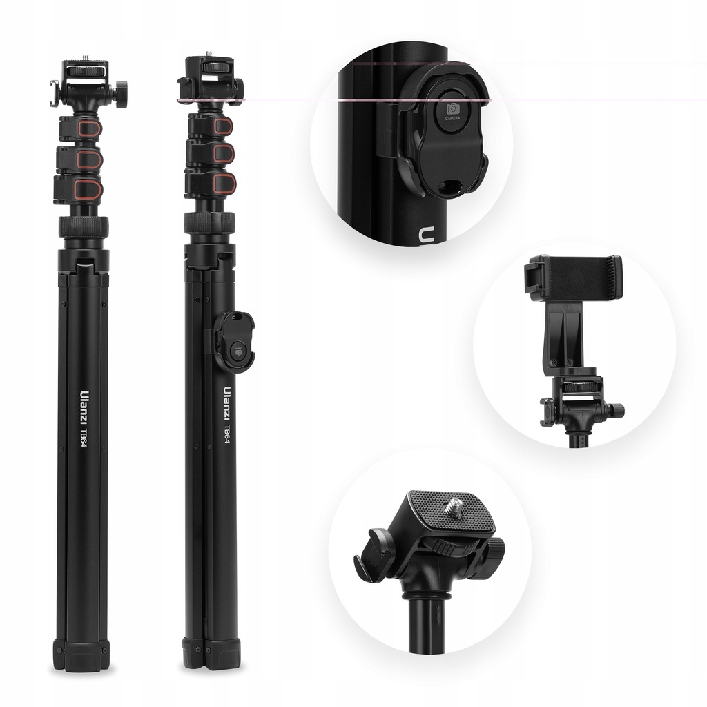 Statyw Ulanzi TB64Z 160cm uchwyt na telefon smartfon pilot Bluetooth