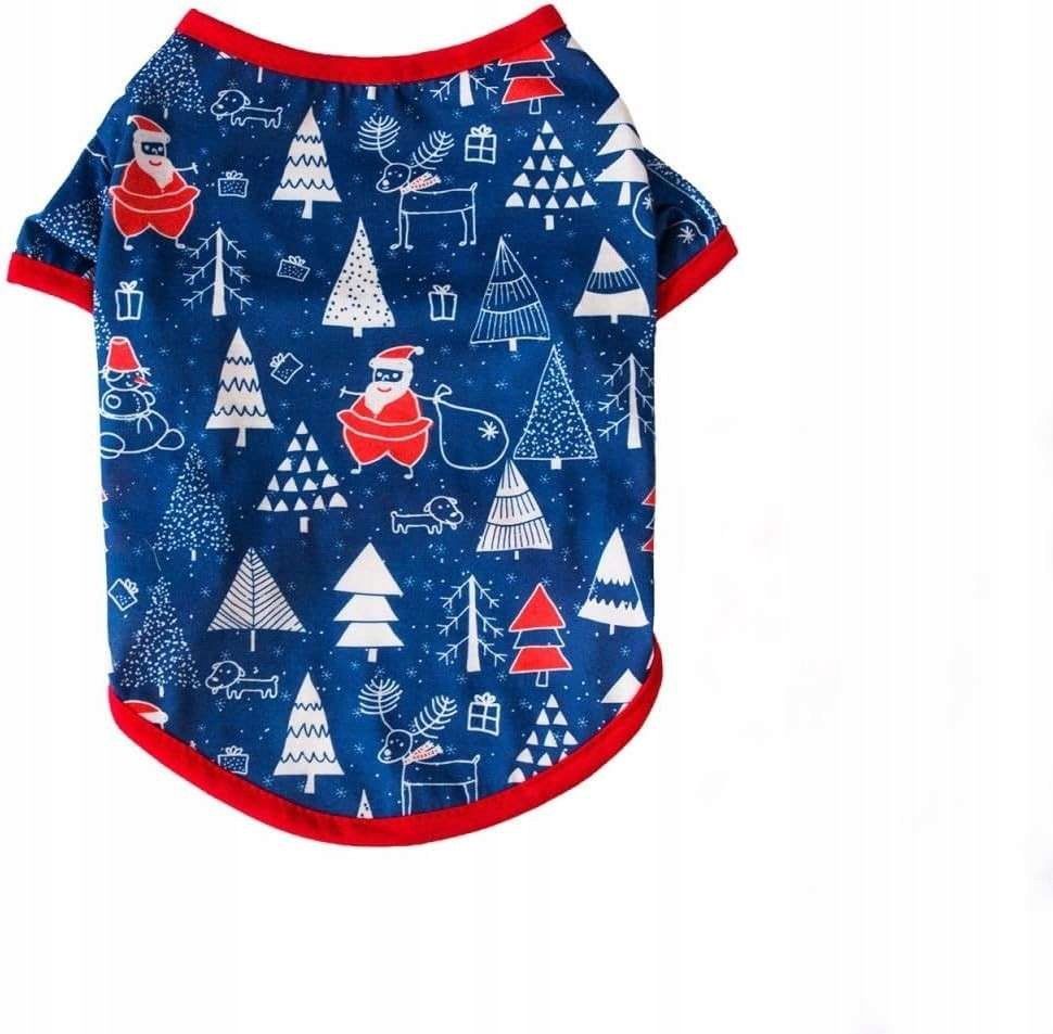 Kostium ubranko piżama śpioszka dla szczeniaka psa motyw Świętego Mikołaja.