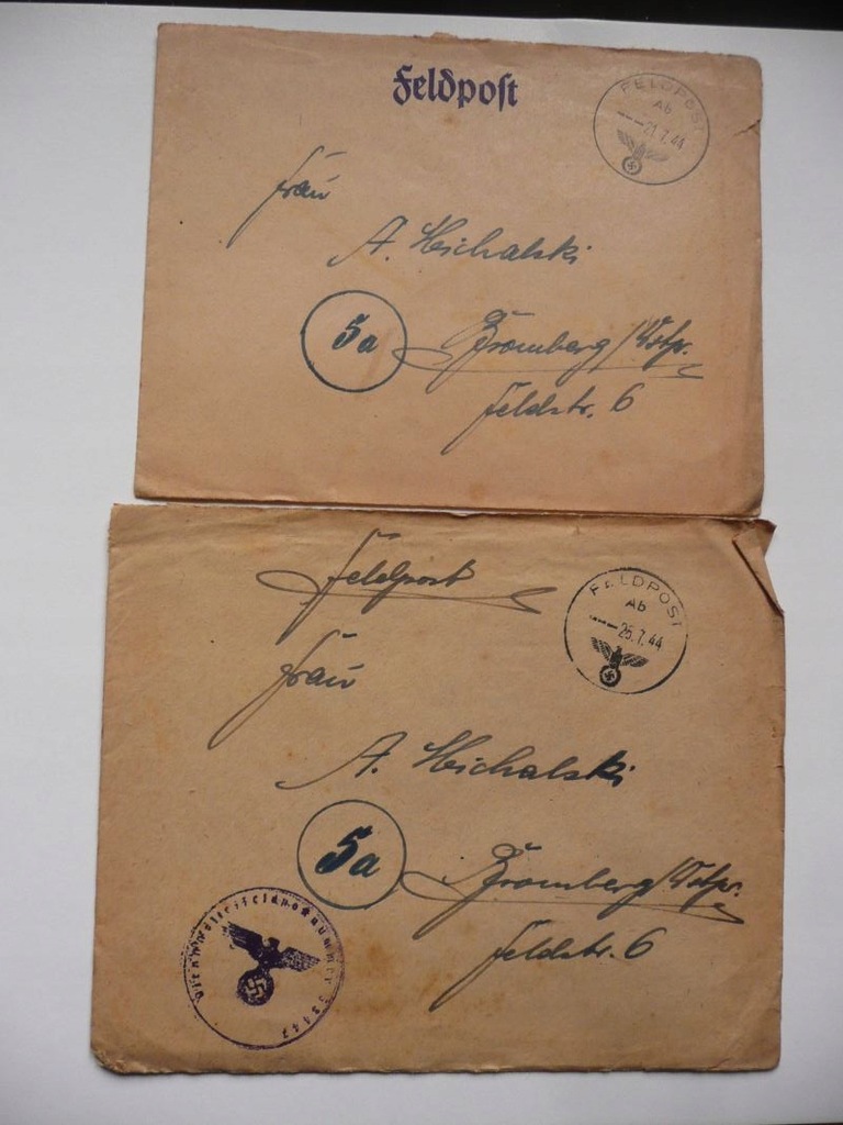 2 listy z frontu 1944 do Michalski Bromberg