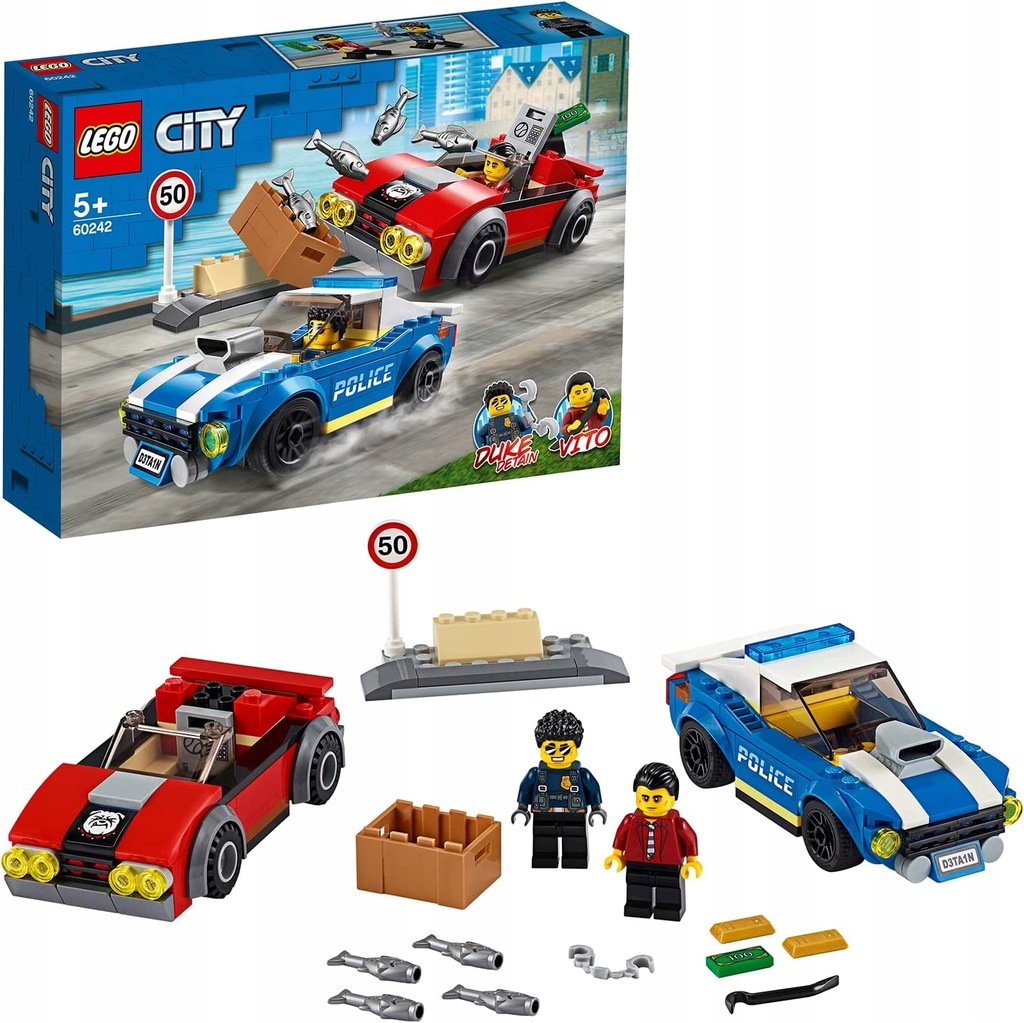 LEGO CITY 60242 POŚCIG SAMOCHÓD WYŚCIGÓWKA POLICJA