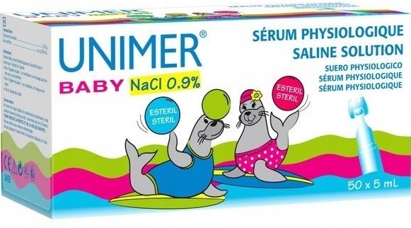Unimer baby 0,9%, sól fizjologiczna, 50 amp x 5 ml