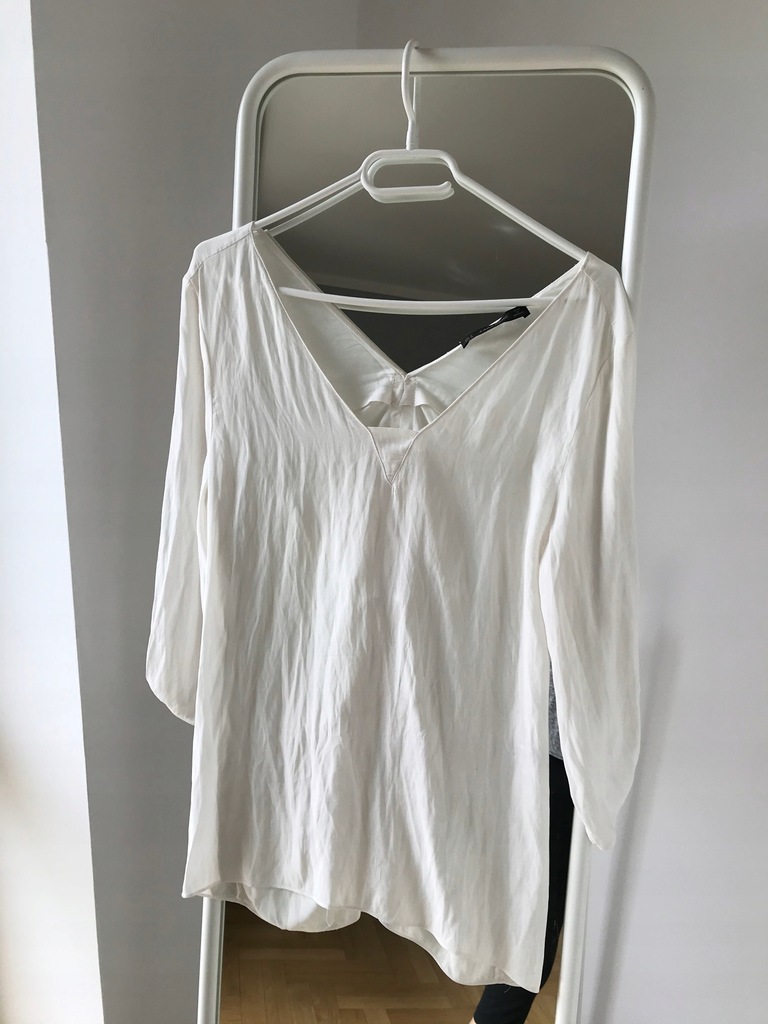 Luźna cienka kremowa ecru biała bluzka Zara S M