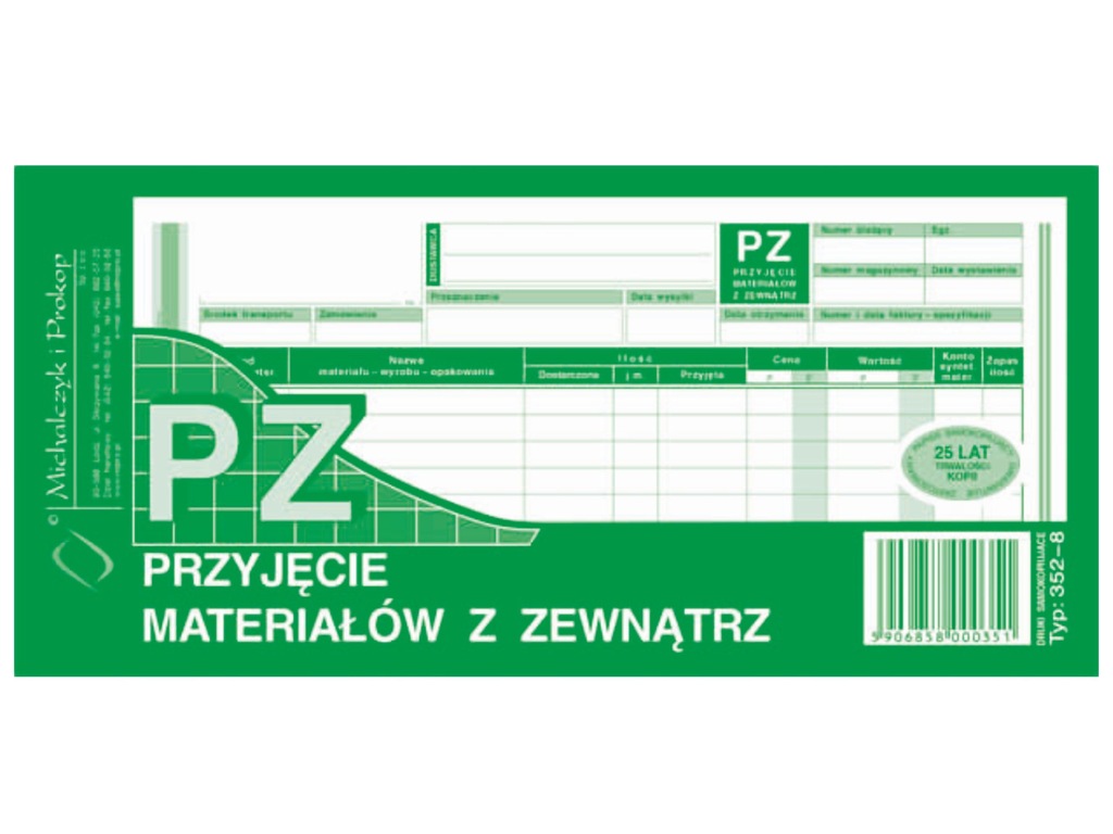 Przyjęcie materiałów z zewnątrz 1/3 A4