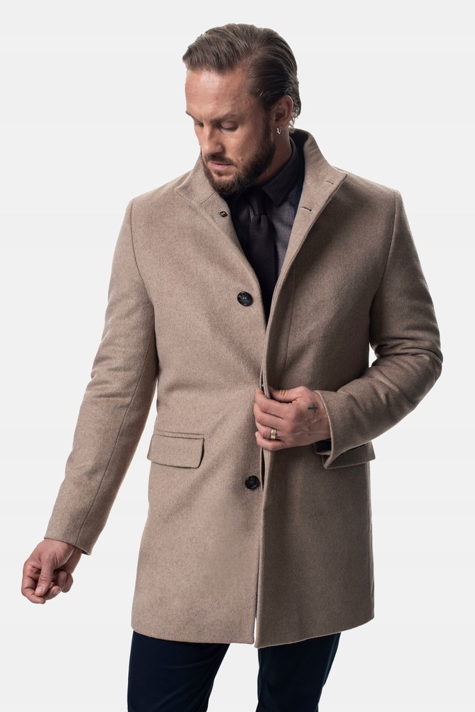 PŁASZCZ MĘSKI ELEGANCKI ZIMOWY HAROL BEŻOWY 50