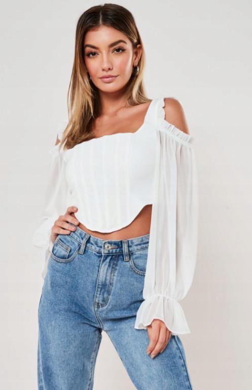 G9P109*MISSGUIDED TOP BIAŁY KRÓTKI DAMSKI 36 P00