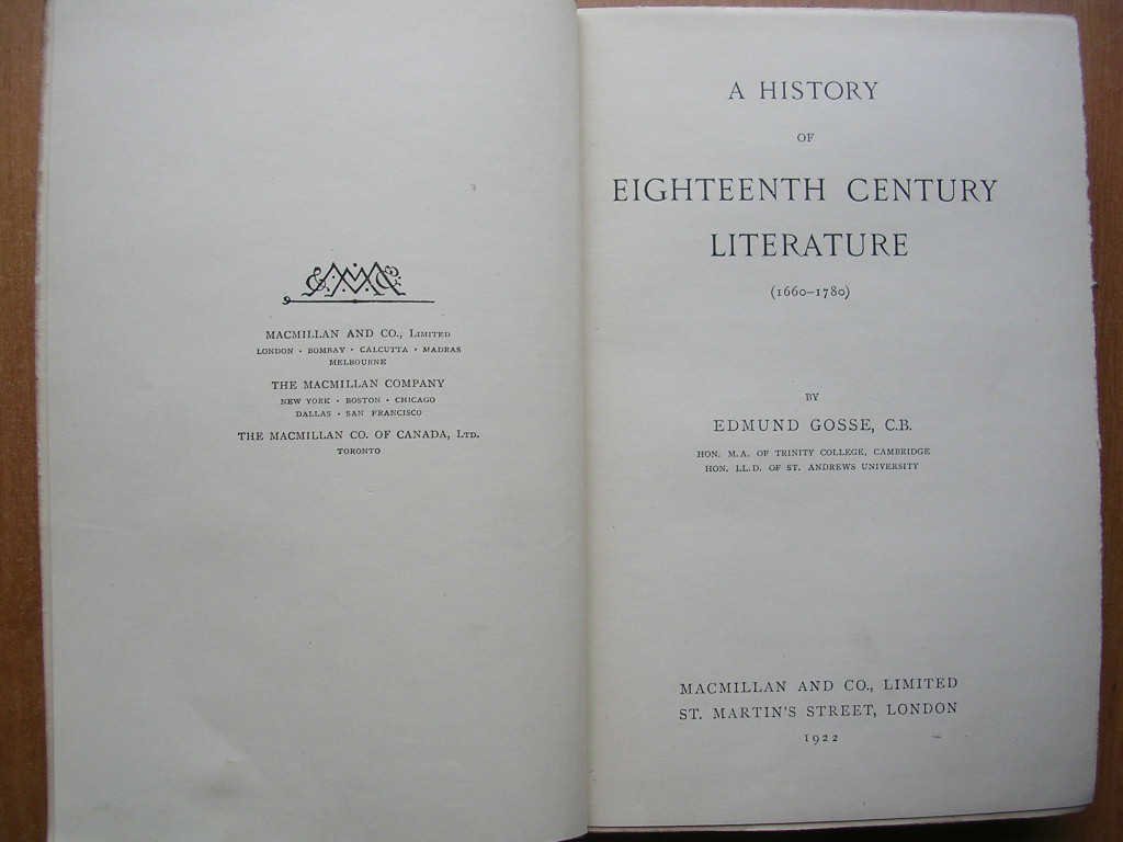 A history of eighteenth century literature [1922]