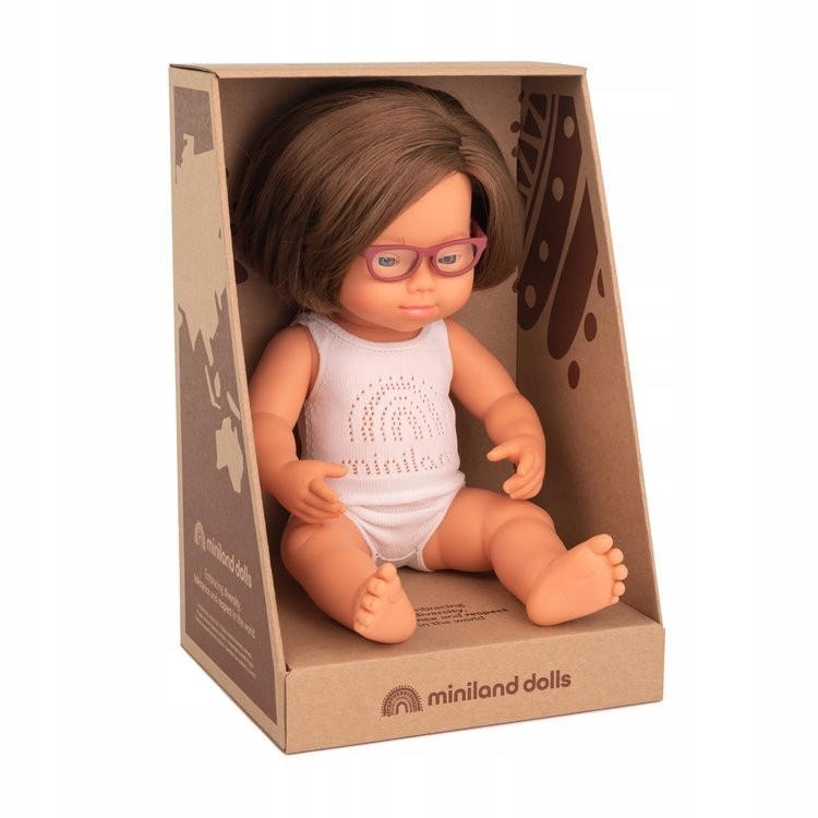 Miniland Lalka dziewczynka Europejka z okularami