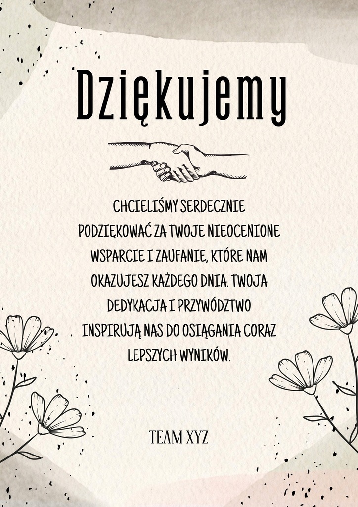 Plakat podziękowania dla szefa szefowej kierownika PDF NA EMAIL!