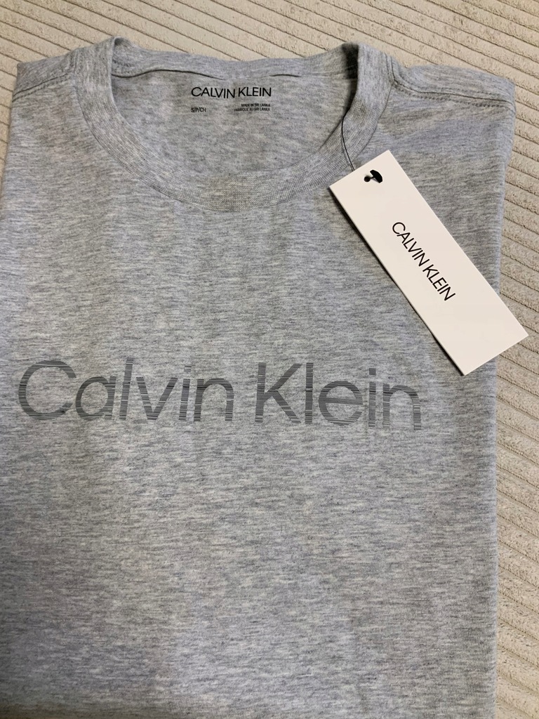 Calvin Klein szary t-shirt Premium bawełna logo S