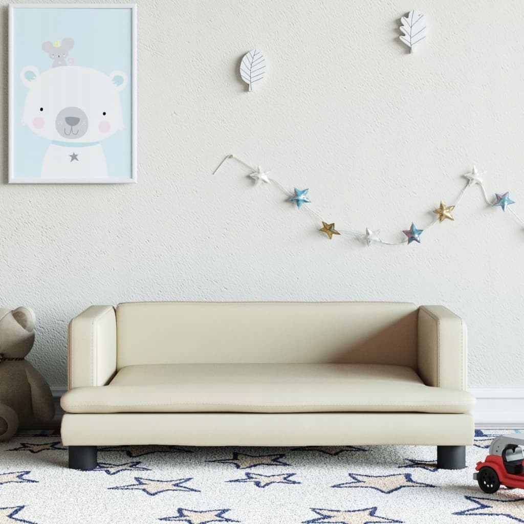 VidaXL Sofa dla dzieci, kremowa, 80x45x30 cm, sztuczna skóra