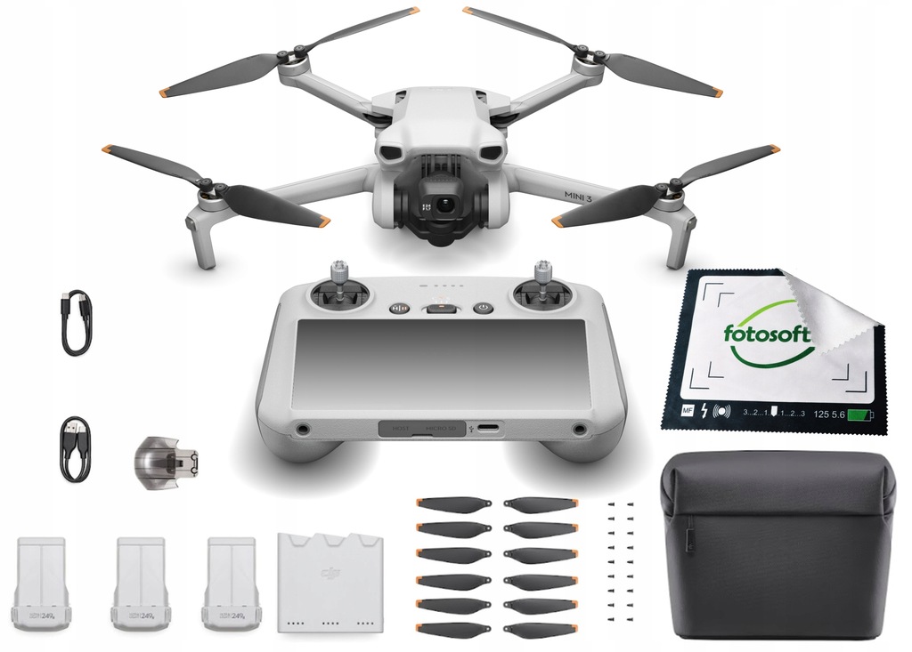 Dron DJI Mini 3 RC + Fly More Combo 249g 48MP GPS