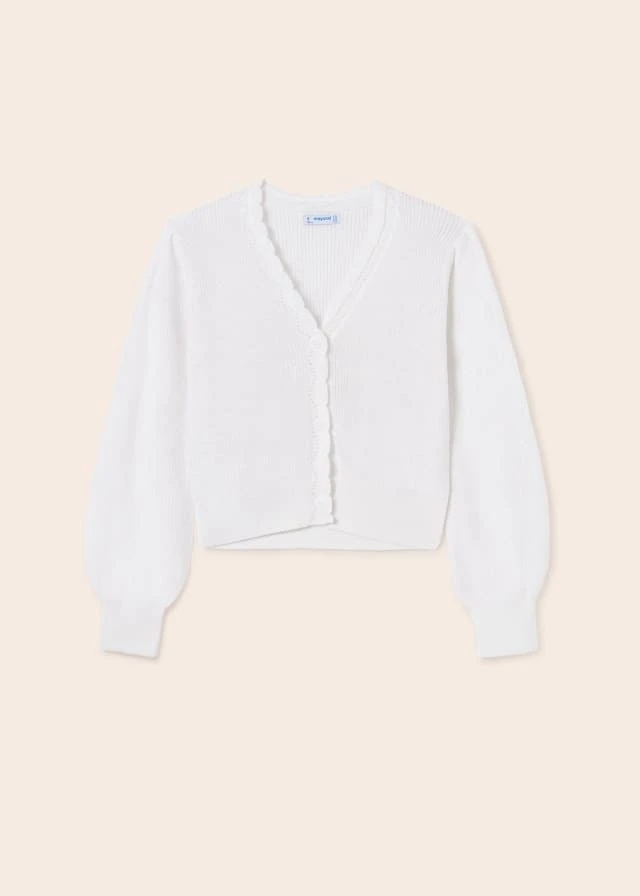 Sweter dziewczęcy trykotowy biały MAYORAL 167
