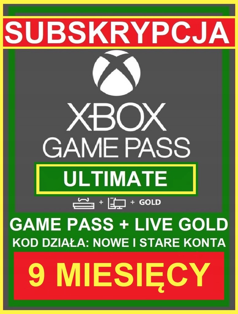Game Pass Ultimate 9 miesięcy Kod Klucz Subskrypcja Xbox