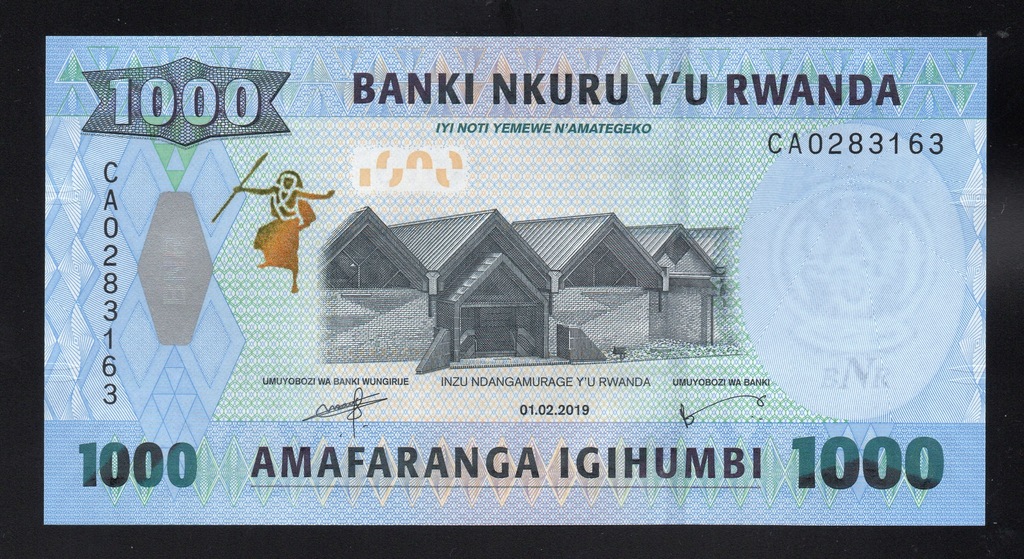 Rwanda 1000 FRANCS P-39 new UNC 2019