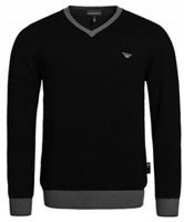 Emporio Armani sweter męski V-neck Black 706