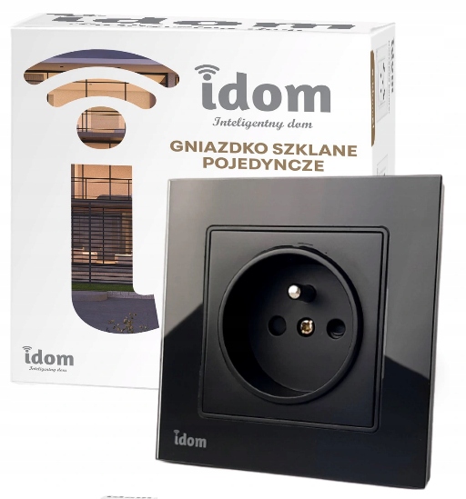 Купить РОЗЕТКА СО СТЕКЛЯННОЙ РАМКОЙ, ОДИНАРНАЯ ЧЕРНАЯ IDOM: отзывы ...