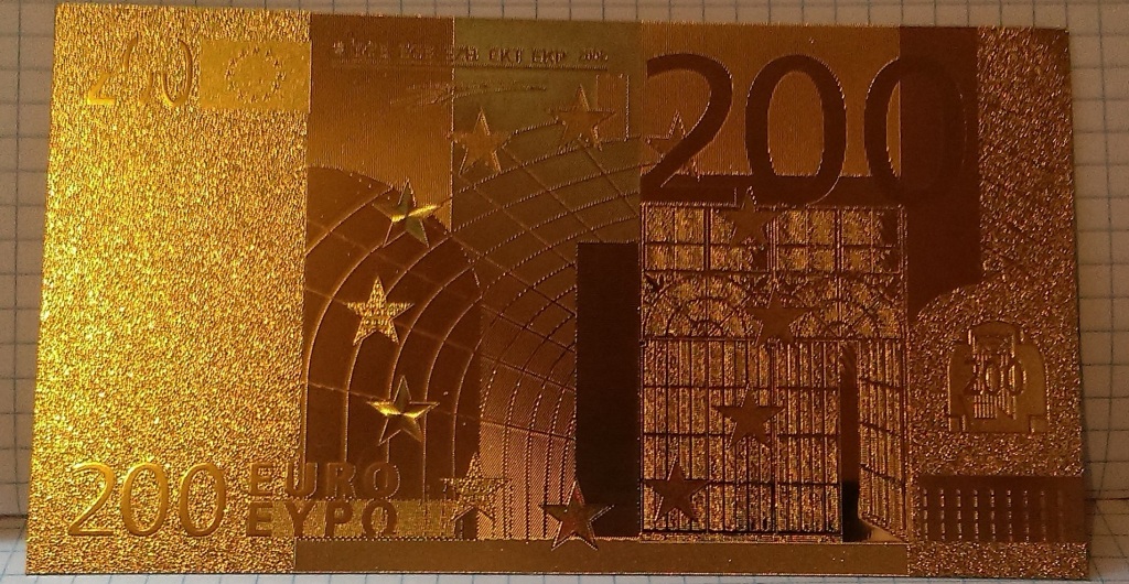 Banknot 200 Euro w czystym złocie ! 24 Karaty !