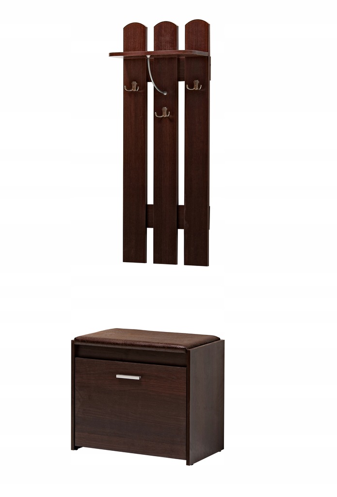 Вешалка для прихожей настенная с тумбой для обуви и сидением - 92 фото