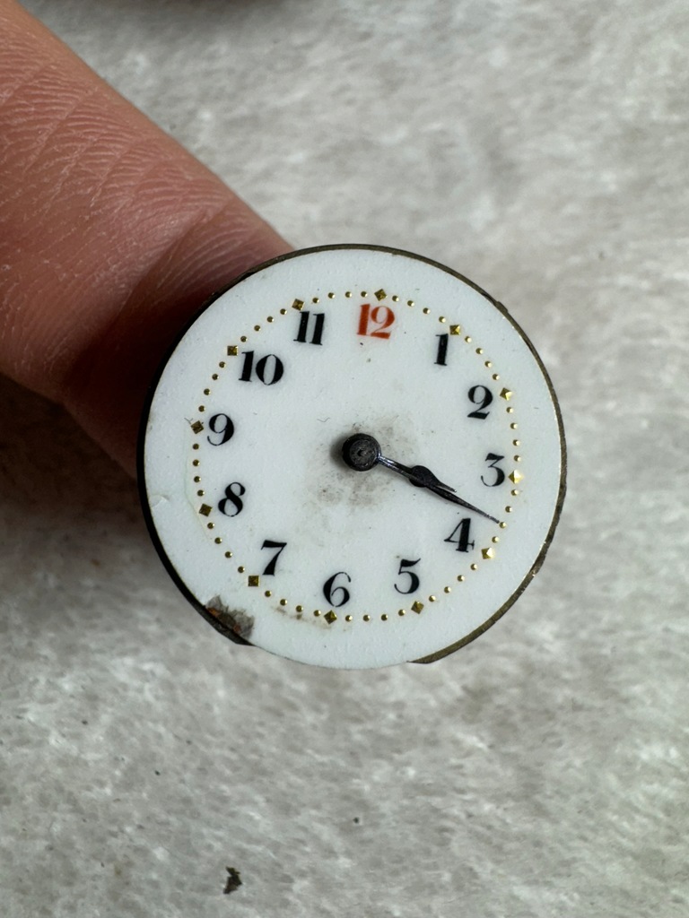 Mechanizm + tarcza porcelanowa, do zegarka kieszonkowego