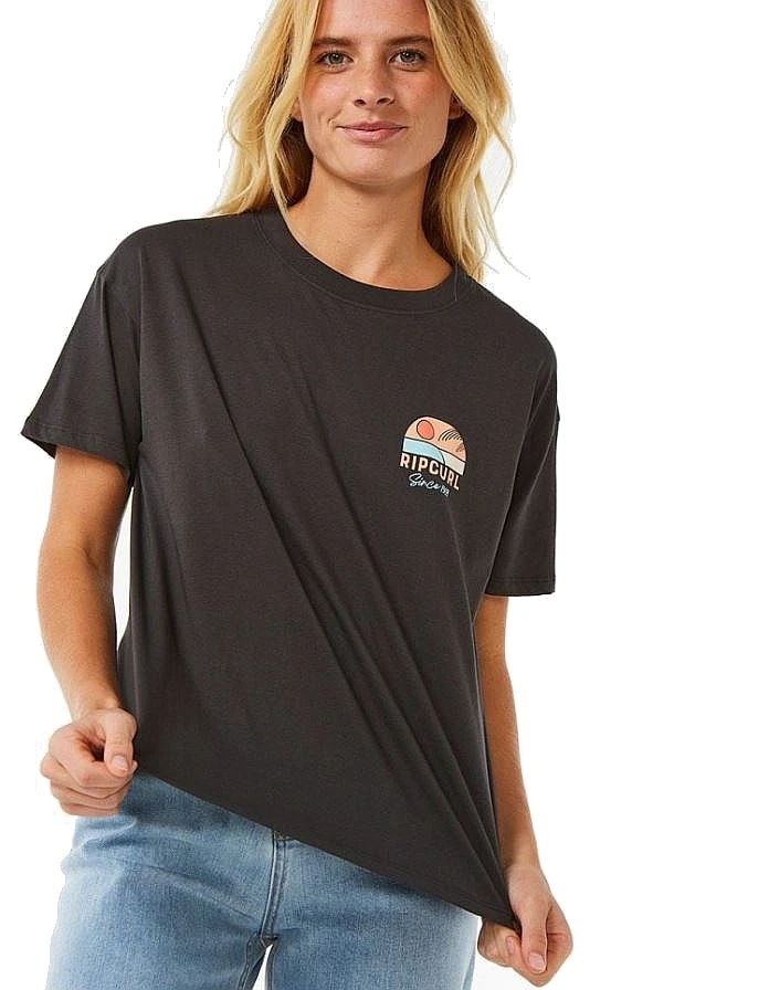 T-shirt Rip Curl Line Up Relaxed - Wasched Black