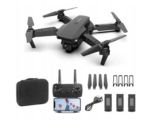 DRON E88 PRO 4K PRO ZESTAW COMBO 3xAKU 1800mAh LED - 10651538346 ...