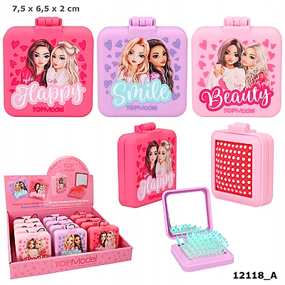 SZCZOTKA DO WŁOSÓW TOP MODEL SKŁADANA Z LUSTERKIEM 1SZT. MIX 12118A