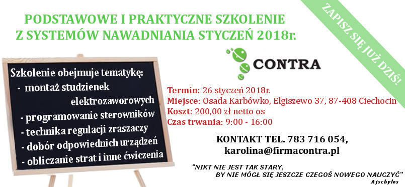 Praktyczne szkolenie Systemów nawadniających