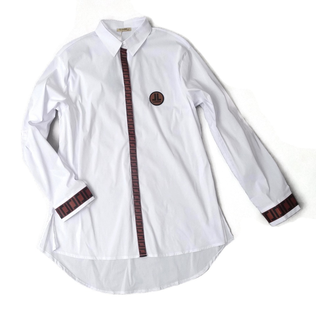 LUIZZA BIAŁA KOSZULA MINIMALIZM LISTWA Z LOGO 50