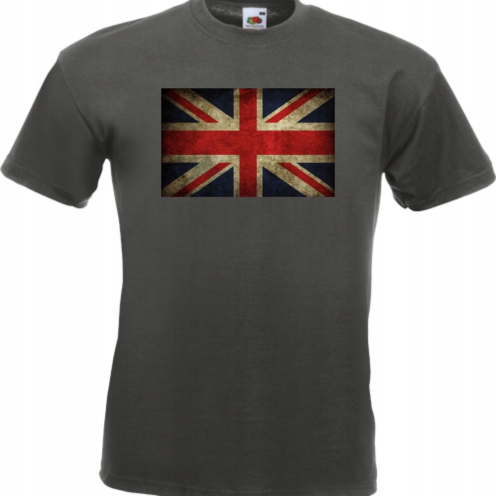 Koszulka flaga UK Wielka Brytania S grafitowa
