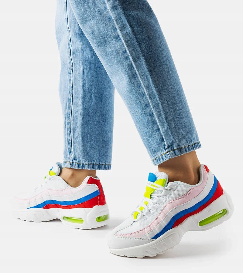 24896 Białe sneakersy z kolorowymi wstawkami 40