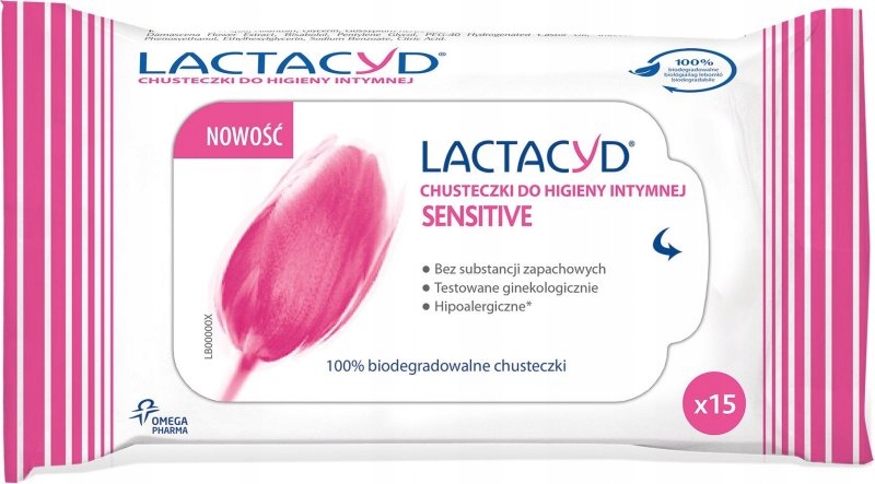 Lactacyd Sensitive 15szt chusteczki intymne