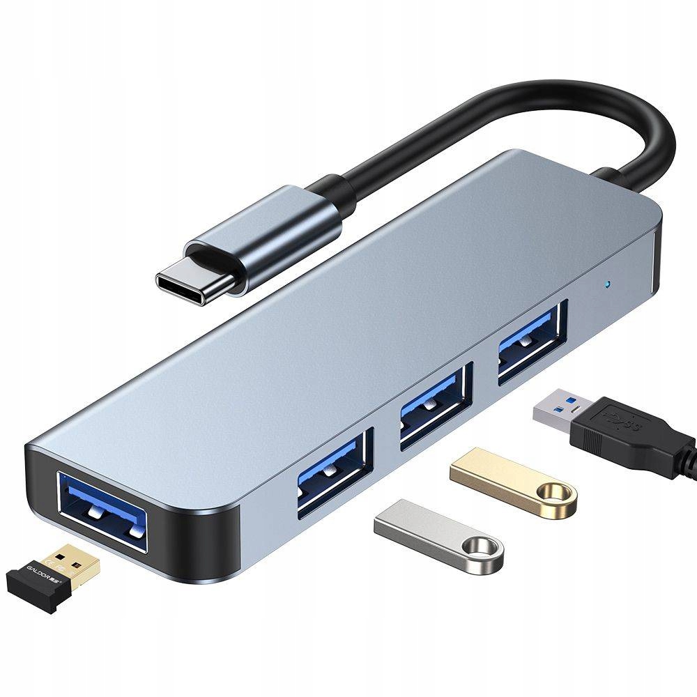 Rozdzielacz 4w1 USB HUB USB-C na 4x USB Adapter BTB V1-HUB szary