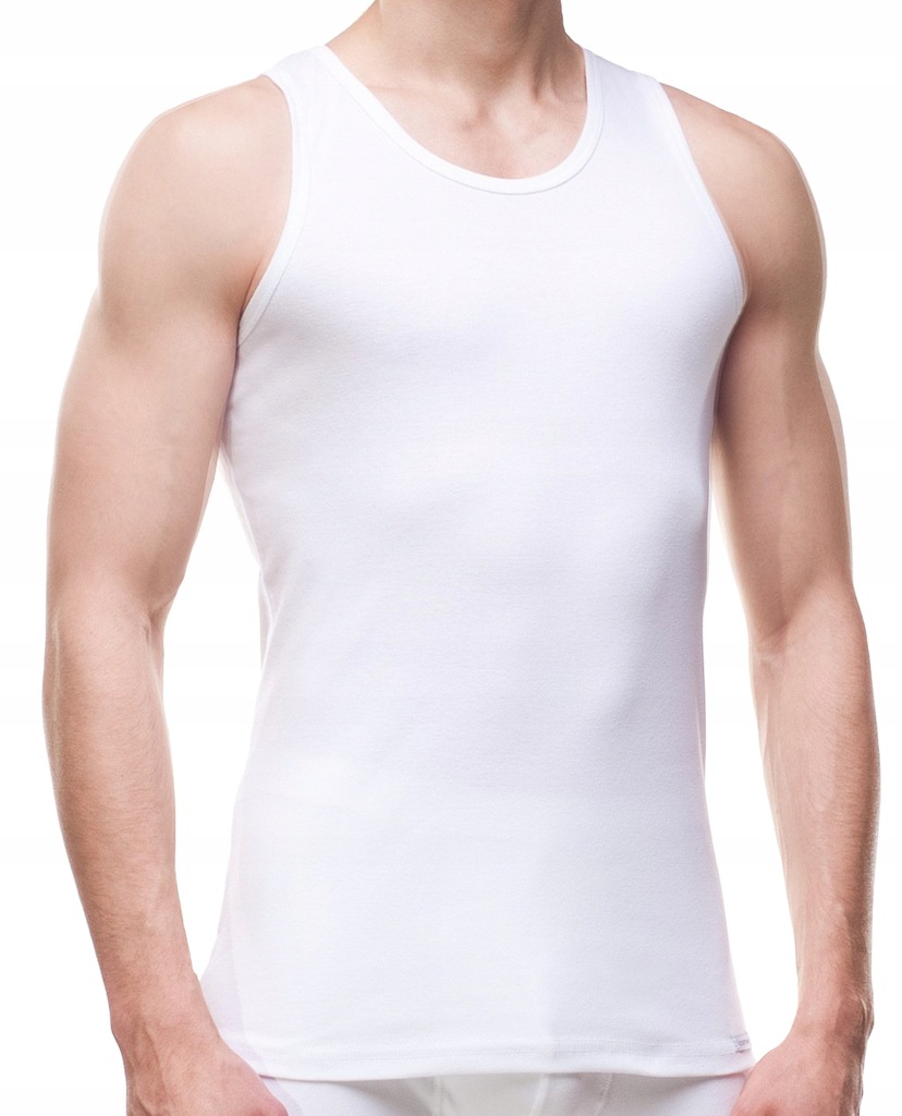 Koszulka Męska Biała na ramiączkach bawełna L