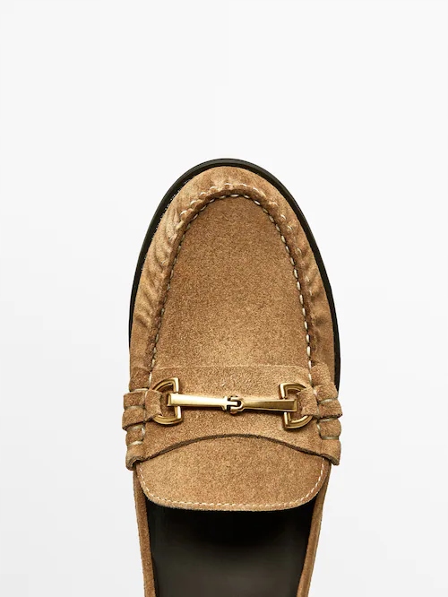 MASSIMO DUTTI mokasyny bez pięty zamsz camel 36