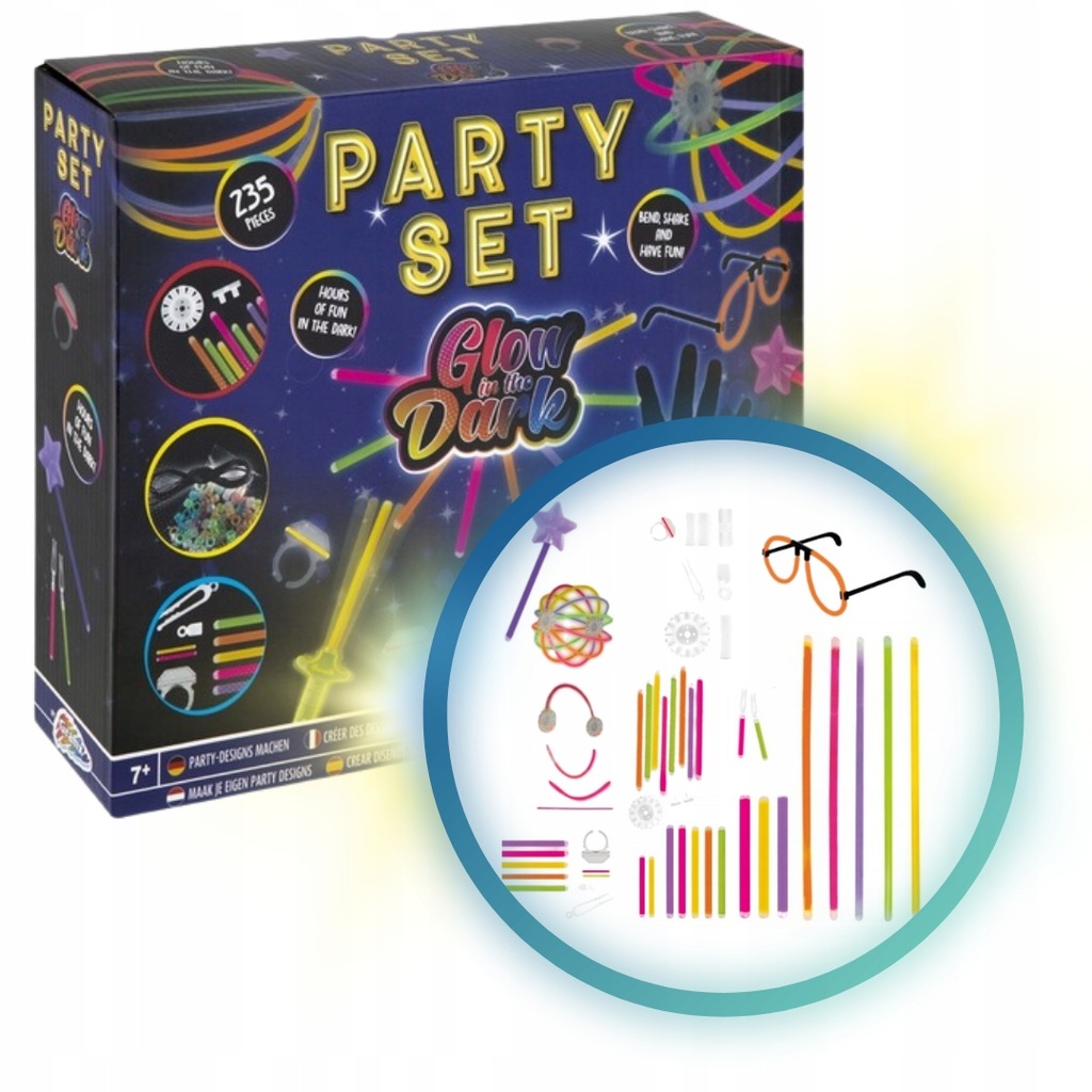 ŚWIECĄCY ZESTAW PARTY fosforyzujący BIŻUTERIA 235 GLOW STICK Fluo PATYCZKI