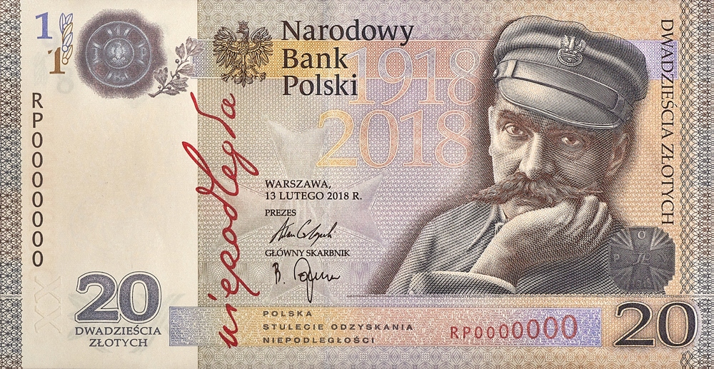 20 zł 2018 Niepodległość RP0004347 niski numer