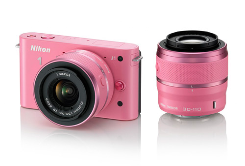 Nikon J1 bezlusterkowiec różowny + 2 obiektywy