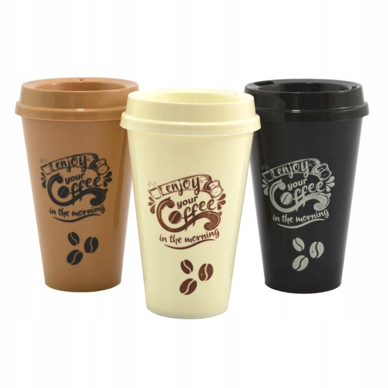 Kubek z pokrywką plastikowy 450ml 7511 mix
