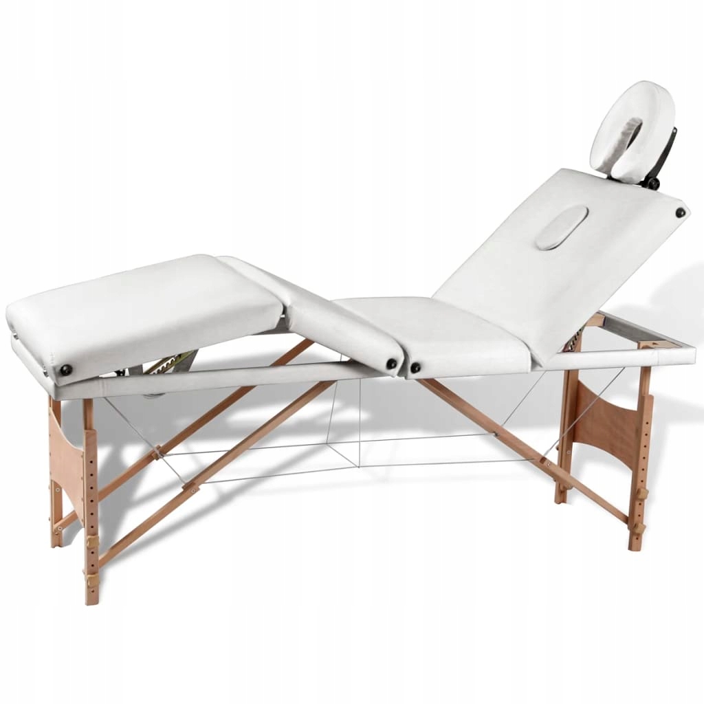 Kremowo-biały składany stół do masażu 4 strefy z d