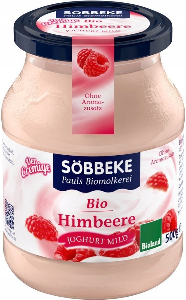 JOGURT MALINOWY (7,5% TŁUSZCZU W MLEKU) BIO 500 g