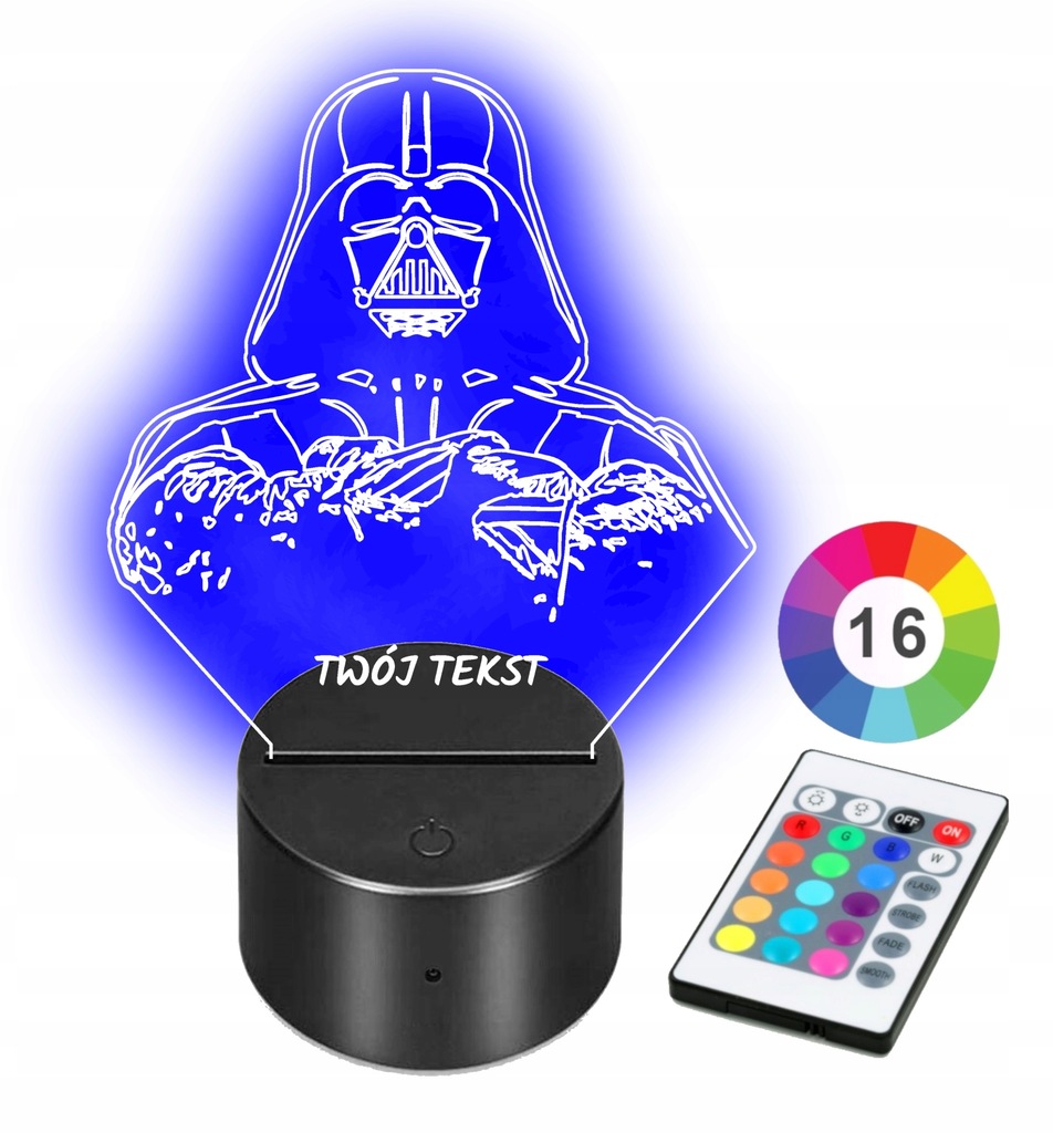 Lampka nocna LED 3D Star Wars Darth Vader DEDYKACJA IMIE PREZENT