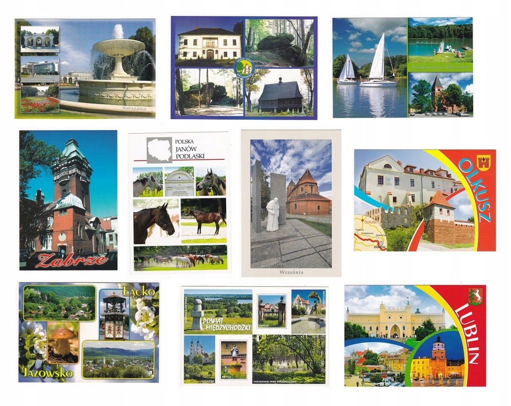 Polska pocztówki różne 10 sztuk czyste nowe z02