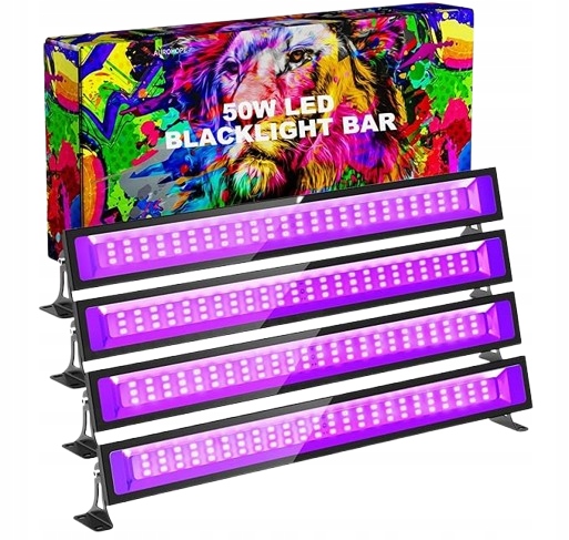 4x 50W LED Lampa UV 385nm IP66 LISTWA OŚWIETLENIE SCENICZNE