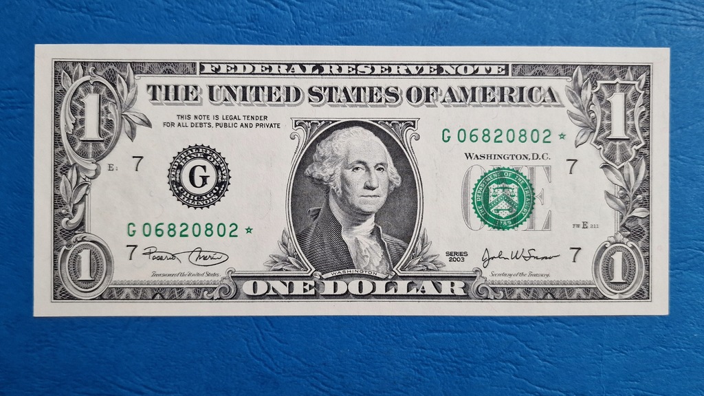 1 dolar USA 2003 UNC, seria zastępcza z gwiazdką!